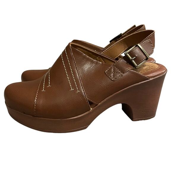 b.o.c Women's Cecila Medium Brown Clogs SZ 9 Chunky Brown Leather Heels NEW - Picture 3 of 10